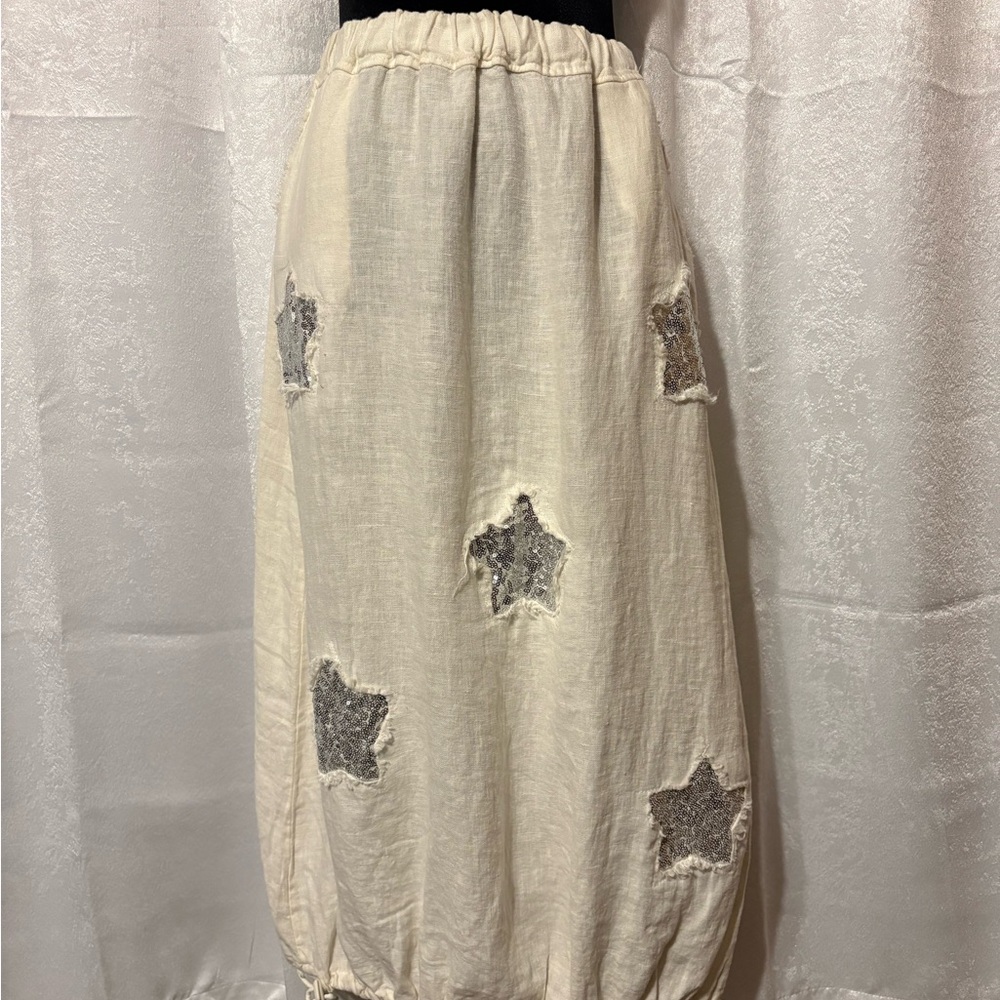 Elegant Cream Skirt with Silver Star Accents